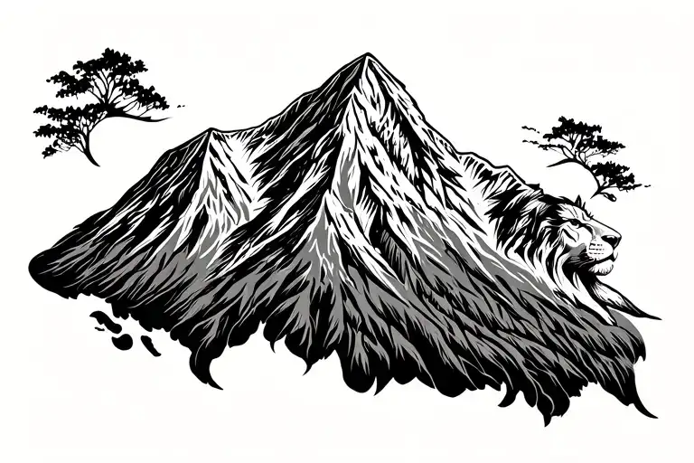 Tribal Tattoo Of Lion Mountain In Sierra Leone Map