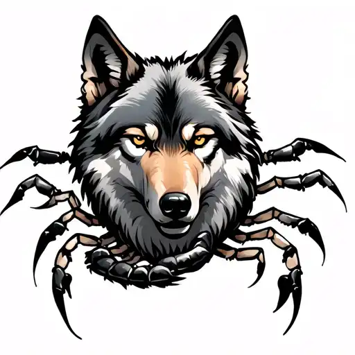 Calm Wolf Interwined With Scorpion