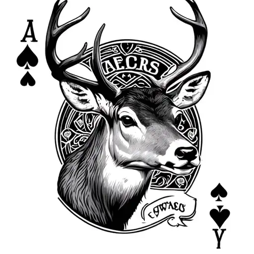 A Buck On A Playing Card