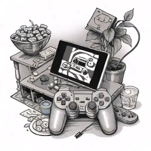 A Cozy Living Room Scene With A Gaming Console And Snacks Scattered Around