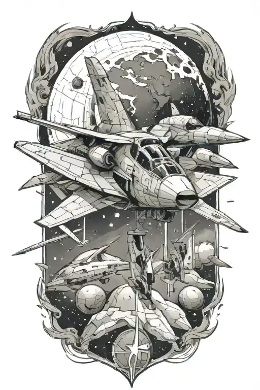 A Fighter Jet Going Outside Of Earth Into Cosmic