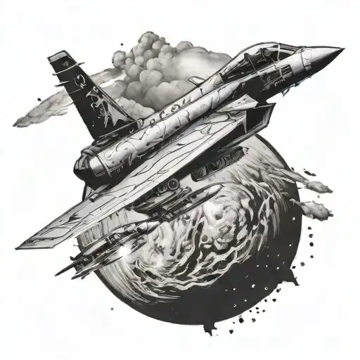 A Fighter Jet Going Outside Of Earth Into Cosmic