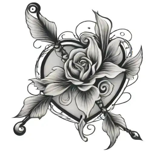 Cupid Bow And Arrow With Hearts