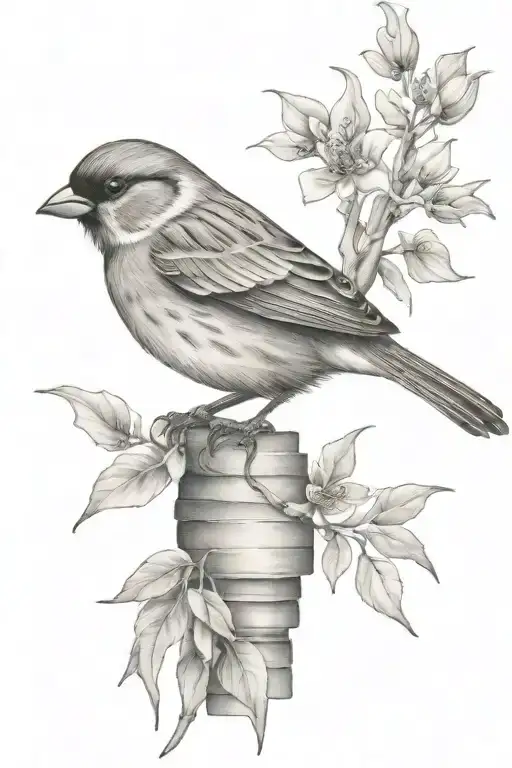 Sparrow Perched Atop A Stack