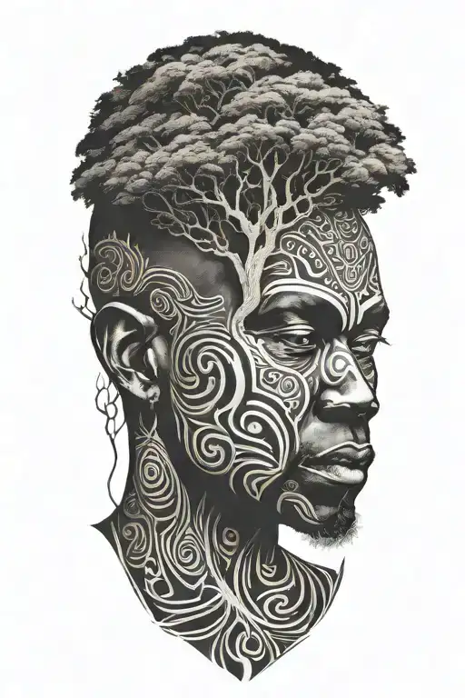 African Man And A Tree