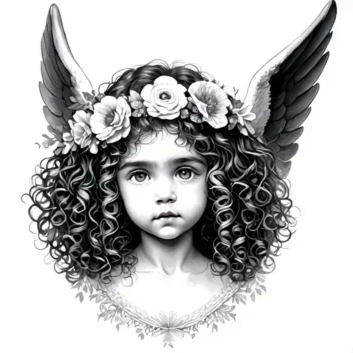 Angel Baby Curly Hair With Flower Crown