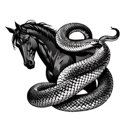 Horse And Snake Wrapped Together