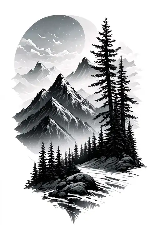Mountains And Forest