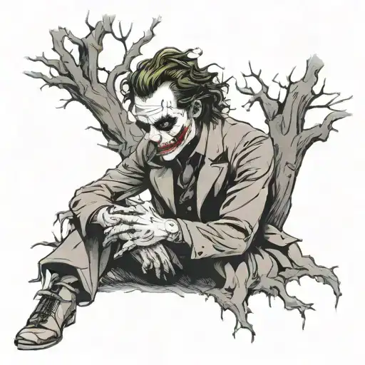 Joker Sitting Under A Rotten Tree