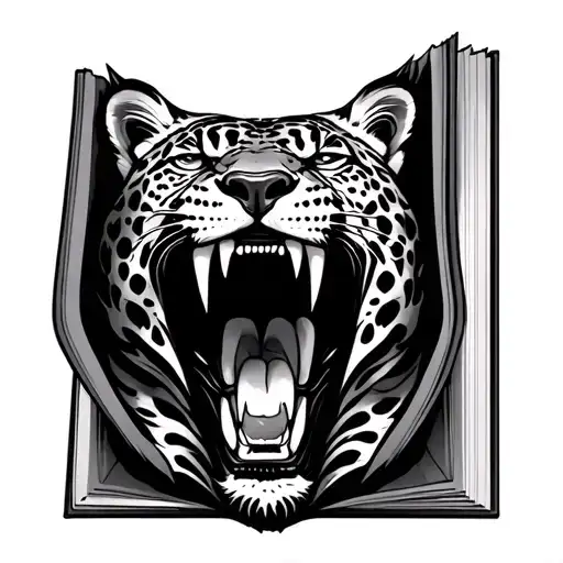 Jaguar Mouth Open Book Surrounded By Bold