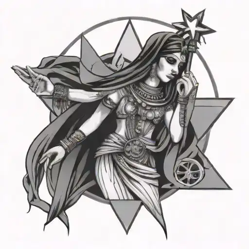 Isis Goddess Holding A Star In A Dress