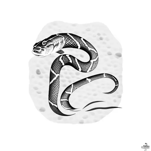 Snake And Fish Petroglyph Carved Into Stone Background