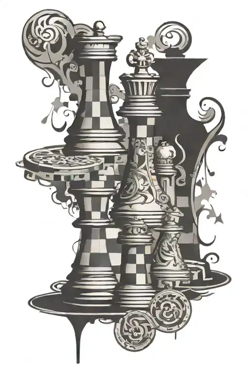 Chess Board With Pieces Made Of Money Symbols