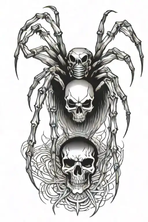 Spider With Long Legs And Skull As Body