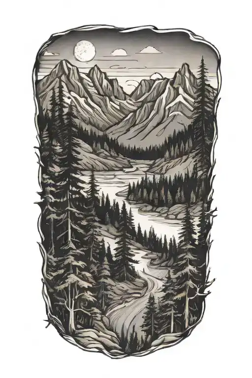 Pacific Northwest Mountains And Forest Wrap Around Whole Forearm