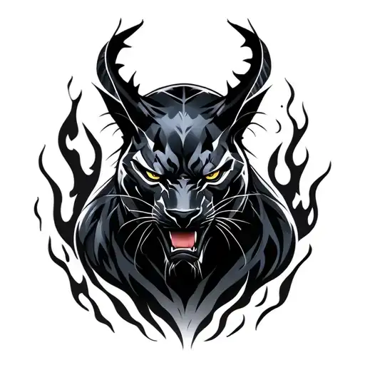 Black Panther Demon Muscular Fire