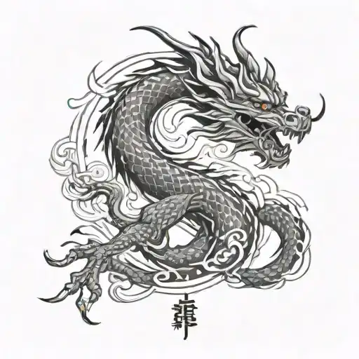 Dragon And Chinesee Calligraphy