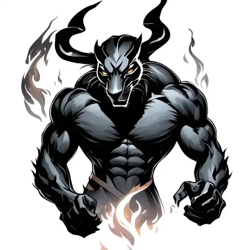 Black Panther Demon Muscular Fire
