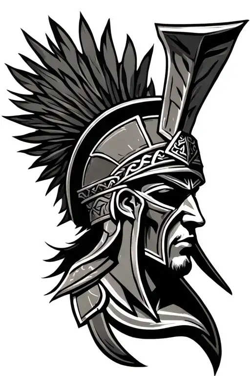 Greek Spartan With Pattern Surrounding