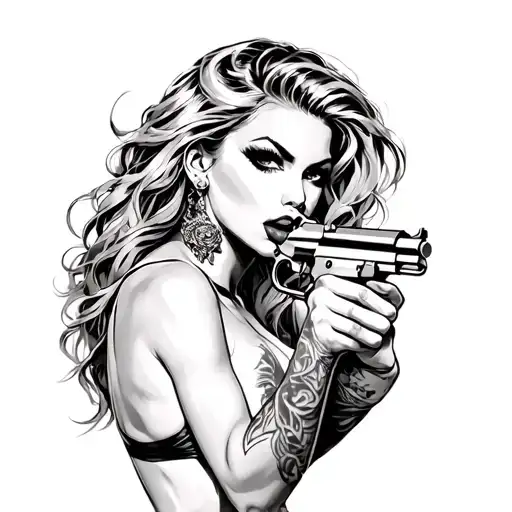 Sexy Woman With A Gun In Your Mouth