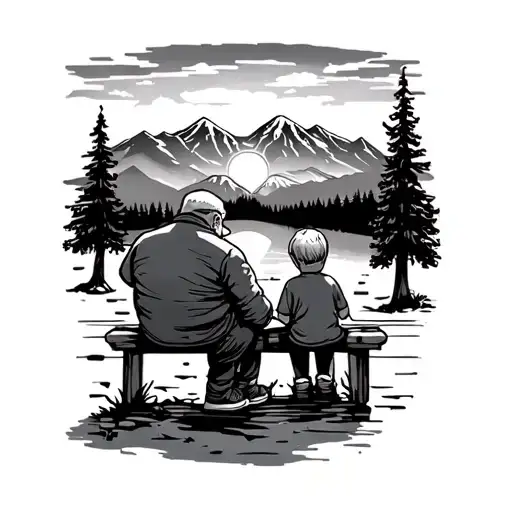 A Grandpa And Grandson Sitting Watching Sunrise Wasatch Mountains From Garage