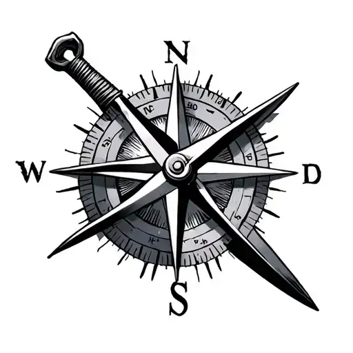 Compass Sword With A Blade Handle