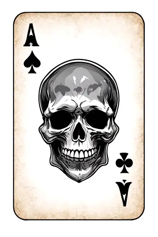 Skull With The Ace Of Spades Playing Card