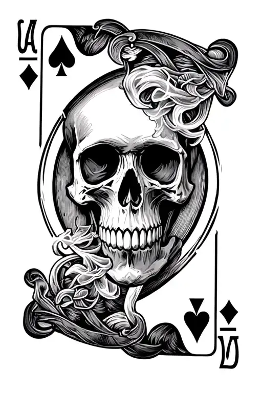 Smoking Skull With The Ace Of Spades Playing Card