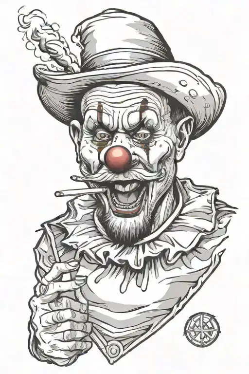 Clown Face Smoking Cigarette