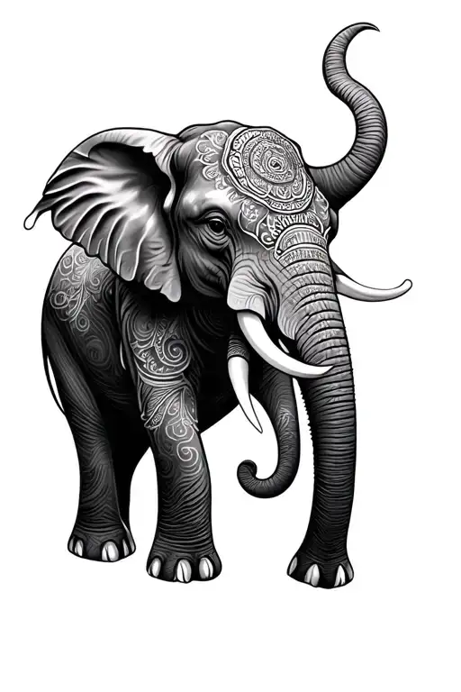 Elephant Mandala Tattoo Design Combining Elements