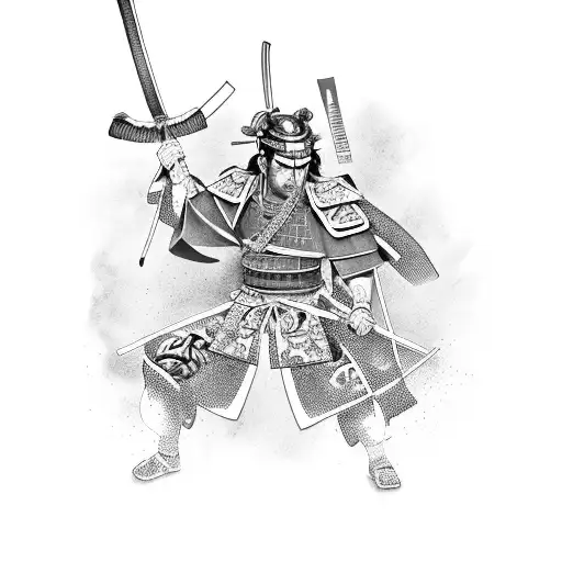 Samurai With Japanese Background