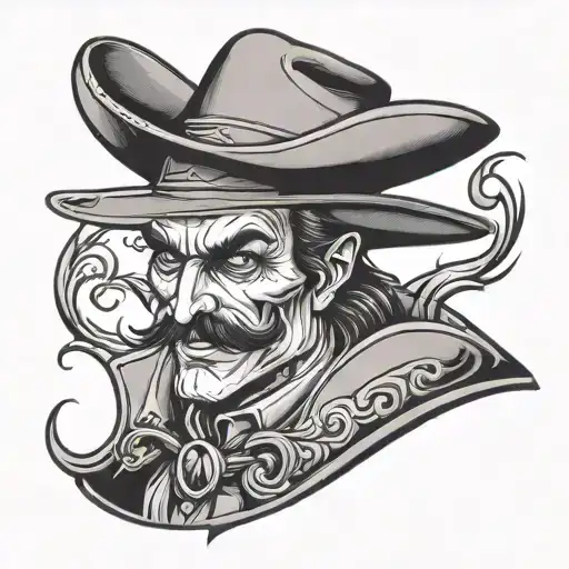 Vampire Wearing A Cowboy Hat And Mustache