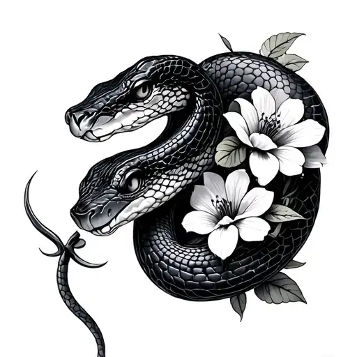Snake With Flowers
