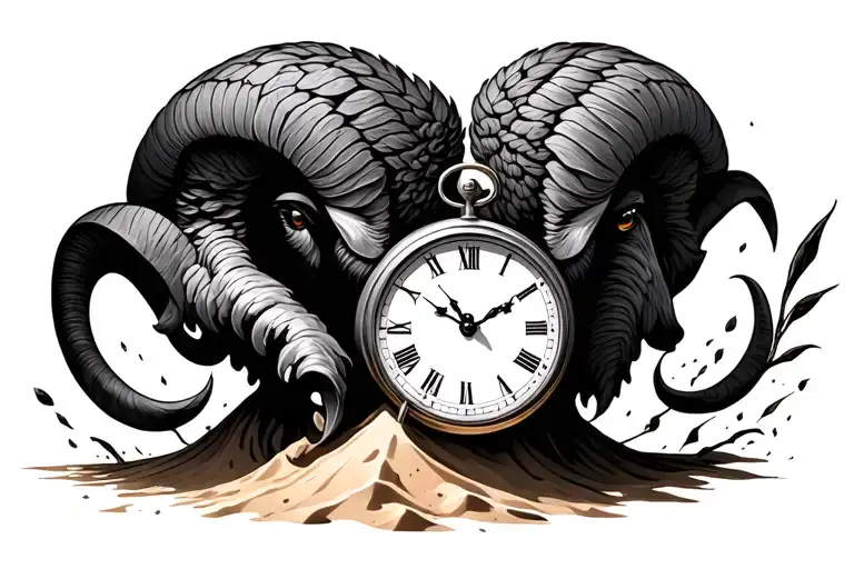 Aries With Sand Falling Clock Inside