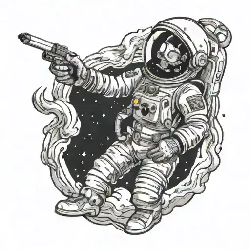 Lost Spaceman Smoking In Outer Space