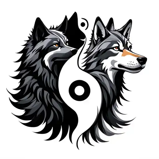 Two Wolves Form In The Symbol Of In And Yang