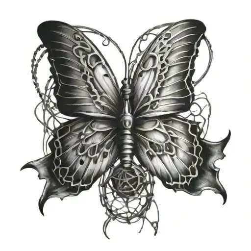 Butterfly Wings With One Barbed Wire Wing Attached
