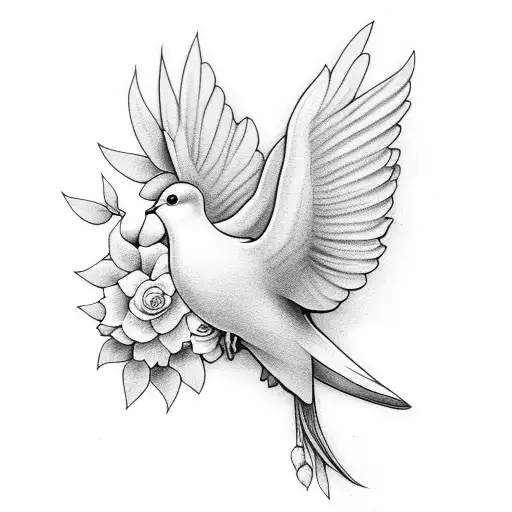 Dove With Flowers And Hop