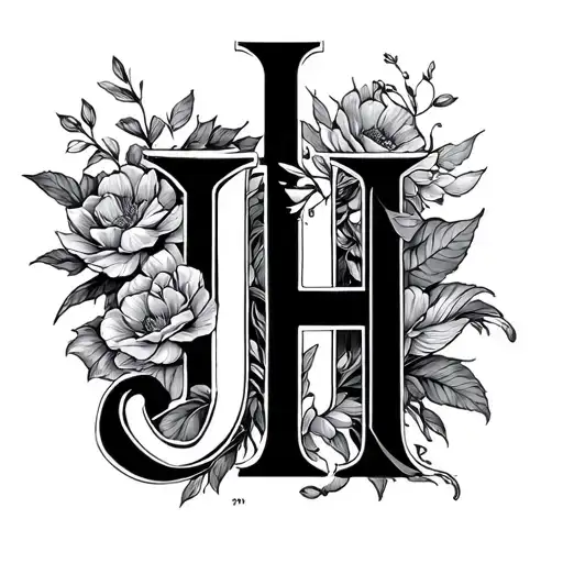 Line Art Of A J And An H Merged Together