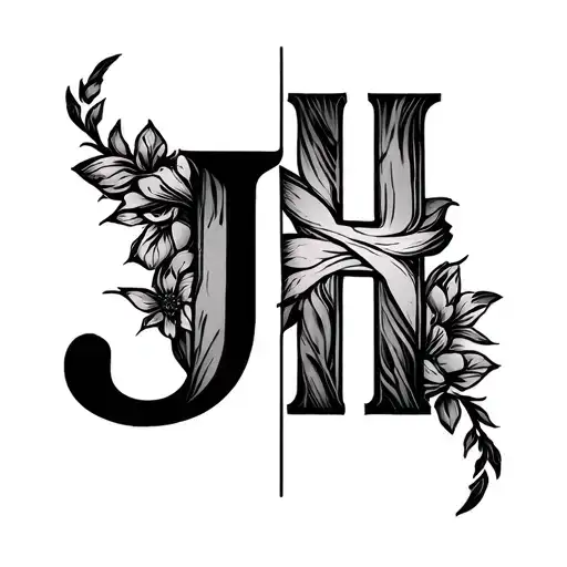 Line Art Of A J And An H Merged Together