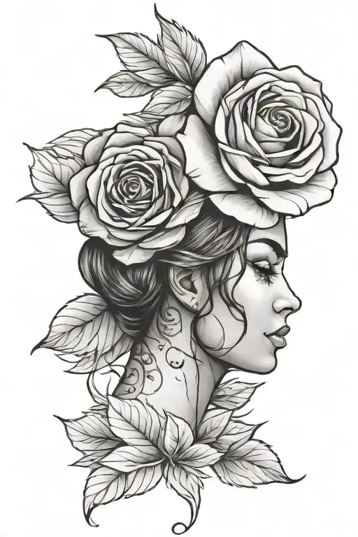 Rose And Woman Face