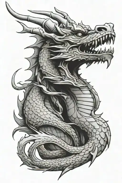 Top View Of A Dragon Head Tattoo Design That Starts On Y Back And The Head Goes Over My Shoulder
