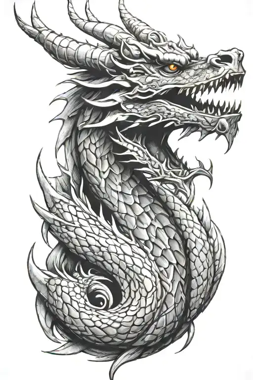 Top View Of A Dragon Head Tattoo Design That Starts On Y Back And The Head Goes Over My Shoulder