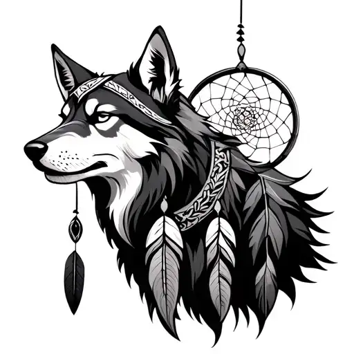 Viking Wolf With Dreamcatcher
