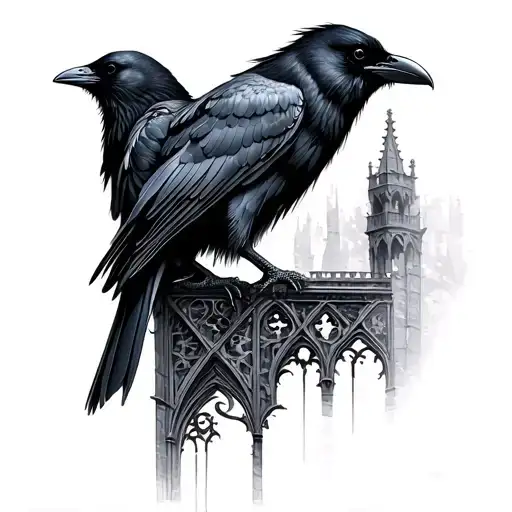 Gothic Architecture With Crow