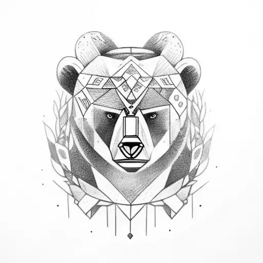 Warrior Woman Wearing Bear Head In Woods