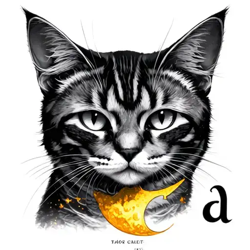 Cat With Aureola And The Letter Moon