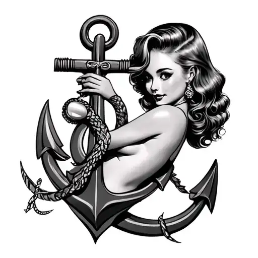 Pinup Girl On Anchor
