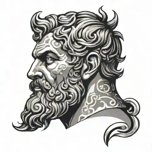 A Greek God Head Profile With A Rich Beard