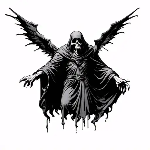 Grim Reaper Hovering Above Reaching Out